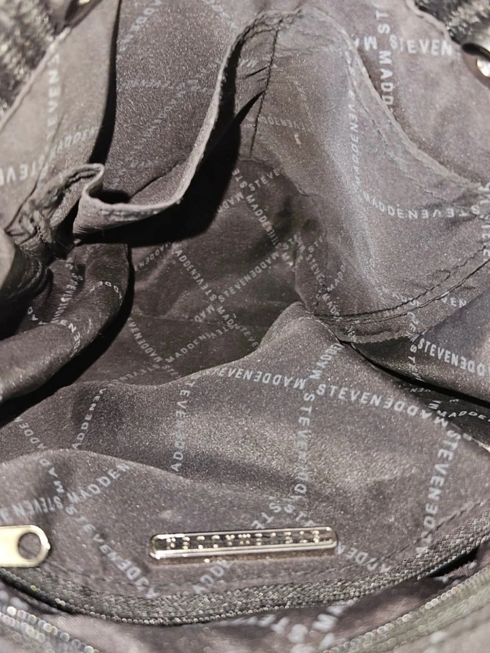 Steve Madden Black Woven Crossbody Bag with Logo Strap